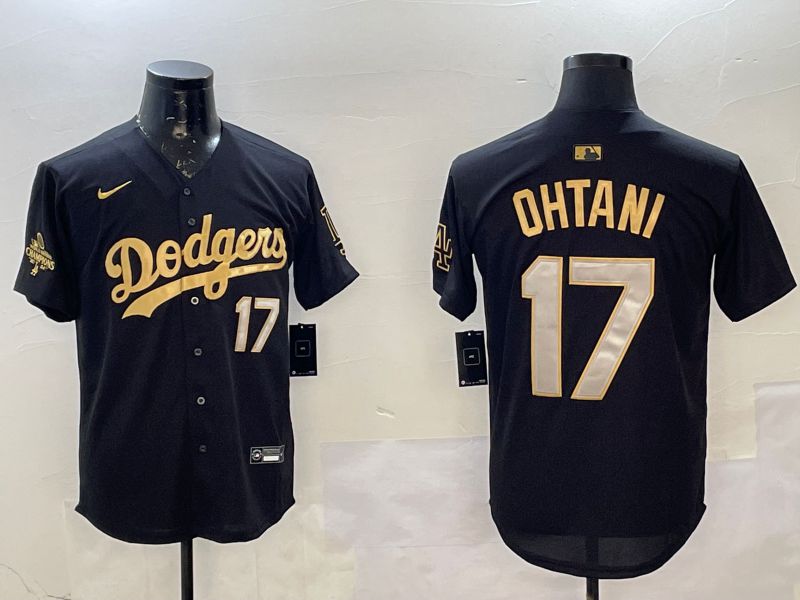 Men Los Angeles Dodgers #17 Ohtani Black Gold Game 2025 Nike MLB Jersey style 02255